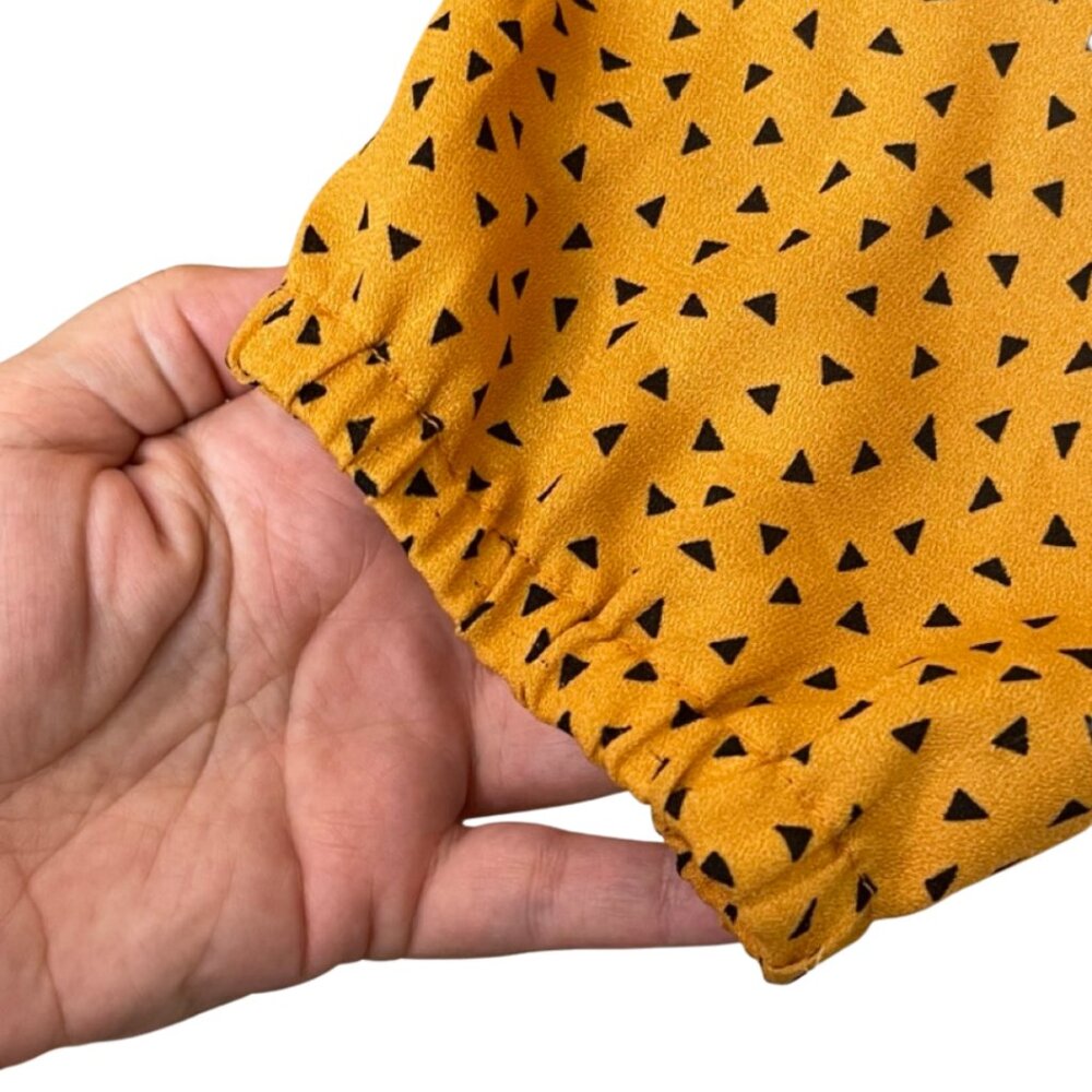 SWEET RAIN | Women's Yellow & Black Geometric Long Sleeve Blouse | Size L - Picture 5 of 13